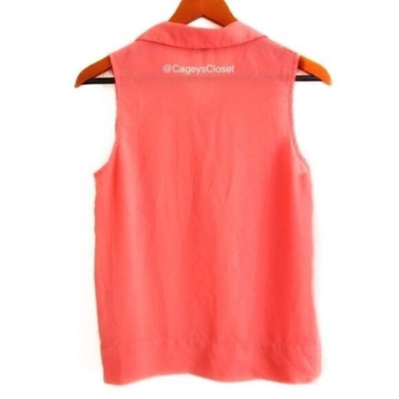 forever 21 Tank Top S Collar Pullover Half Button Placket Coral Salmon Pink - Picture 4 of 8